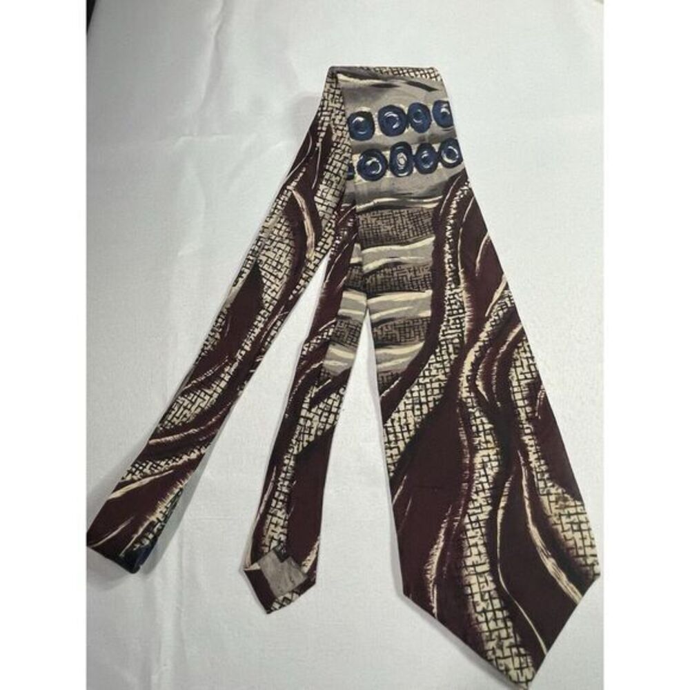 Givenchy Monsieur Tie  All‎ Silk Abstract Brown Burgundy